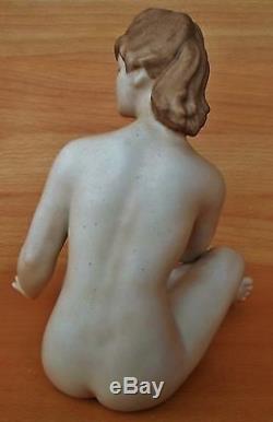 Gorgeous Rare Art Deco Wallendorf Sitting Lady Nude Porcelain Figurine Germany