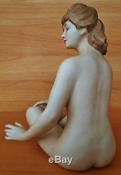 Gorgeous Rare Art Deco Wallendorf Sitting Lady Nude Porcelain Figurine Germany