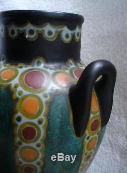 Gouda art deco pottery vase Henley pattern Holland ca 1923