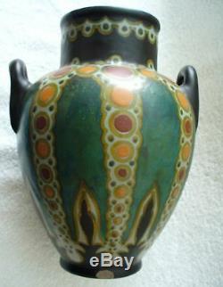Gouda art deco pottery vase Henley pattern Holland ca 1923
