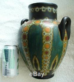 Gouda art deco pottery vase Henley pattern Holland ca 1923