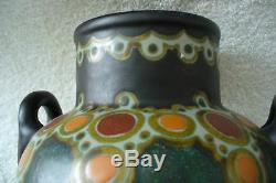 Gouda art deco pottery vase Henley pattern Holland ca 1923