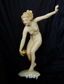 ° Great Art Deco NUDE Hutschenreuther porcelain figurine Ball Player Karl Tutter