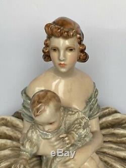 Guido Cacciapuoti Ancienne Femme Et Bebe En Porcelaine Art Deco Lady Italy