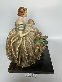 Guido Cacciapuoti Ancienne Femme Et Bebe En Porcelaine Art Deco Lady Italy