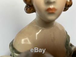 Guido Cacciapuoti Ancienne Femme Et Bebe En Porcelaine Art Deco Lady Italy