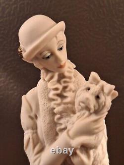 Guiseppe Armani Figurine Woman With Dog Porcelain Art Deco Collect