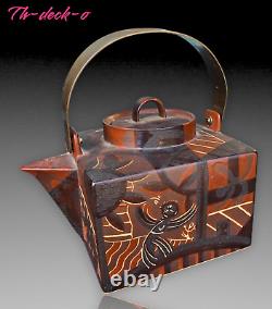 Guy Honored Modern Cubist Ceramist La Borgne Art Deco Style Teapot