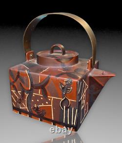 Guy Honored Modern Cubist Ceramist La Borgne Art Deco Style Teapot