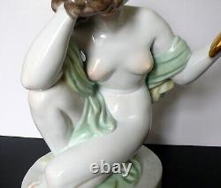HEREND Glamour Lady With Mirror Figurine Hand Painted Signed Szilagyi Nagy 15