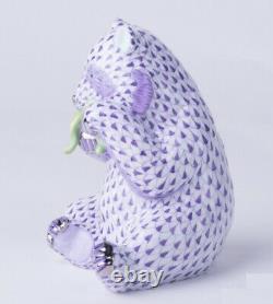 HEREND Hungary Porcelain Panda Bear 15348(VHL-PT) Lilac Platinum FISHNET New