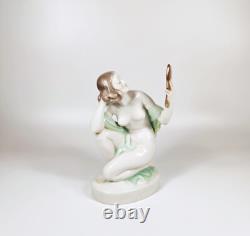 HEREND, LADY VANITY ART DECO ANTIQUE PORCELAIN FIGURINE 1940's! (BT002)