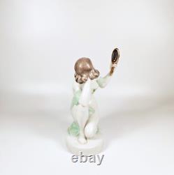 HEREND, LADY VANITY ART DECO ANTIQUE PORCELAIN FIGURINE 1940's! (BT002)