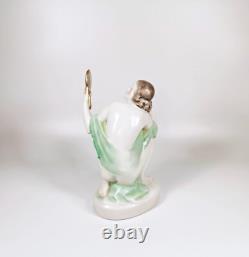HEREND, LADY VANITY ART DECO ANTIQUE PORCELAIN FIGURINE 1940's! (BT002)