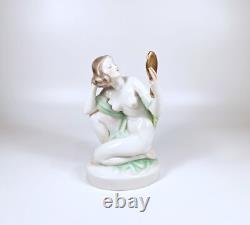 HEREND, LADY VANITY ART DECO ANTIQUE PORCELAIN FIGURINE 1940's! (BT002)