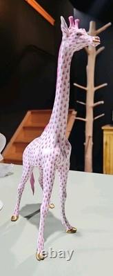 HEREND Large Pink Fishnet Giraffe #15357 Excellent Condition No Box Estate