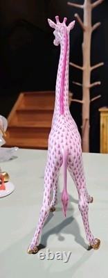 HEREND Large Pink Fishnet Giraffe #15357 Excellent Condition No Box Estate