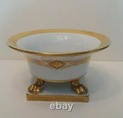 HEREND PORCELAIN CLAW FOOTED Cachepot Vase Gold Art Deco Pattern