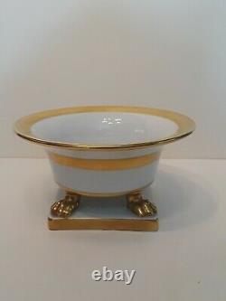 HEREND PORCELAIN CLAW FOOTED Cachepot Vase Gold Art Deco Pattern