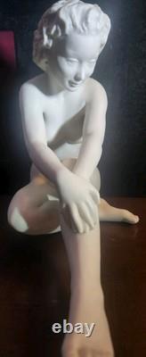 HUTSCHENREUTHER Porcelain Bisque Nude Seated Woman CARL WERNER Figure Sculpture