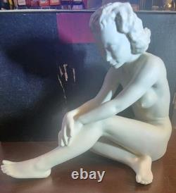 HUTSCHENREUTHER Porcelain Bisque Nude Seated Woman CARL WERNER Figure Sculpture