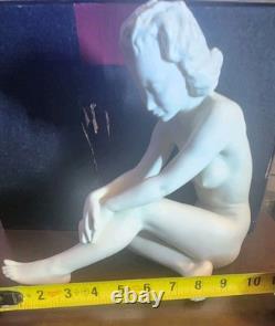 HUTSCHENREUTHER Porcelain Bisque Nude Seated Woman CARL WERNER Figure Sculpture