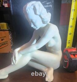 HUTSCHENREUTHER Porcelain Bisque Nude Seated Woman CARL WERNER Figure Sculpture