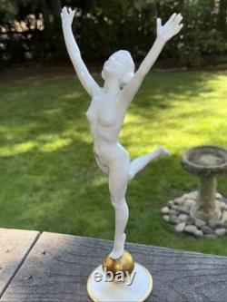 HUTSCHENREUTHER SELB German Art deco porcelain nude Woman figurine 13.5