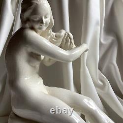 Hair Comb Antique Art Nouveau Porcelain Nude Lady Big Figurine Hungary Statue
