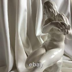 Hair Comb Antique Art Nouveau Porcelain Nude Lady Big Figurine Hungary Statue