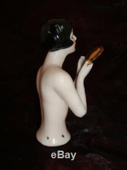 Half doll Figurine Mata Hari Sexy Mirror Half Doll Pincushion Arms Away Art Deco