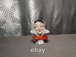 Half doll art deco statuette sculpture figure clown head porcelain stone