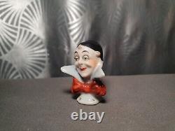 Half doll art deco statuette sculpture figure clown head porcelain stone