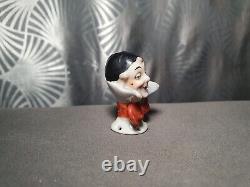 Half doll art deco statuette sculpture figure clown head porcelain stone