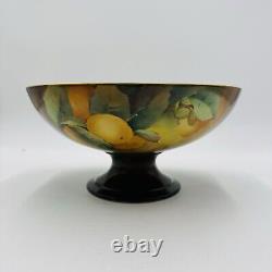 Haviland Limoges France Art Deco Hand Painted Orange Fruit Footed Bowl Porcelain