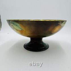 Haviland Limoges France Art Deco Hand Painted Orange Fruit Footed Bowl Porcelain