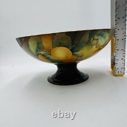 Haviland Limoges France Art Deco Hand Painted Orange Fruit Footed Bowl Porcelain