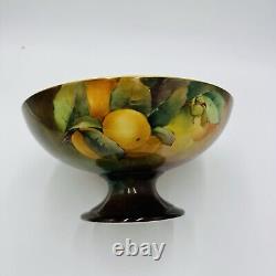 Haviland Limoges France Art Deco Hand Painted Orange Fruit Footed Bowl Porcelain