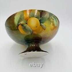 Haviland Limoges France Art Deco Hand Painted Orange Fruit Footed Bowl Porcelain