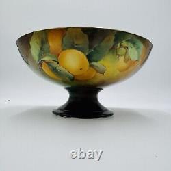 Haviland Limoges France Art Deco Hand Painted Orange Fruit Footed Bowl Porcelain