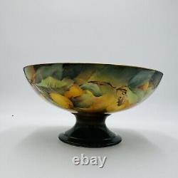 Haviland Limoges France Art Deco Hand Painted Orange Fruit Footed Bowl Porcelain