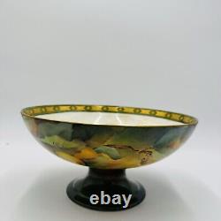 Haviland Limoges France Art Deco Hand Painted Orange Fruit Footed Bowl Porcelain