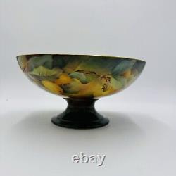 Haviland Limoges France Art Deco Hand Painted Orange Fruit Footed Bowl Porcelain