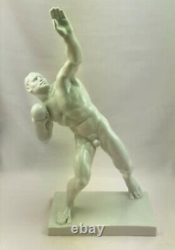 Herend 1936 Berlin Olympics Shotputter Art Deco White Porcelain Figurine