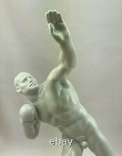 Herend 1936 Berlin Olympics Shotputter Art Deco White Porcelain Figurine