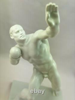 Herend 1936 Berlin Olympics Shotputter Art Deco White Porcelain Figurine