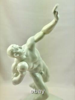 Herend 1936 Berlin Olympics Shotputter Art Deco White Porcelain Figurine