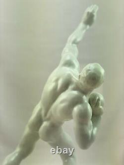 Herend 1936 Berlin Olympics Shotputter Art Deco White Porcelain Figurine