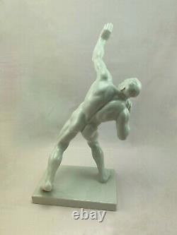 Herend 1936 Berlin Olympics Shotputter Art Deco White Porcelain Figurine