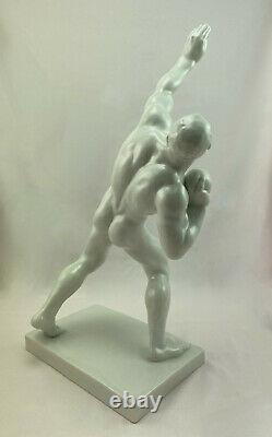 Herend 1936 Berlin Olympics Shotputter Art Deco White Porcelain Figurine